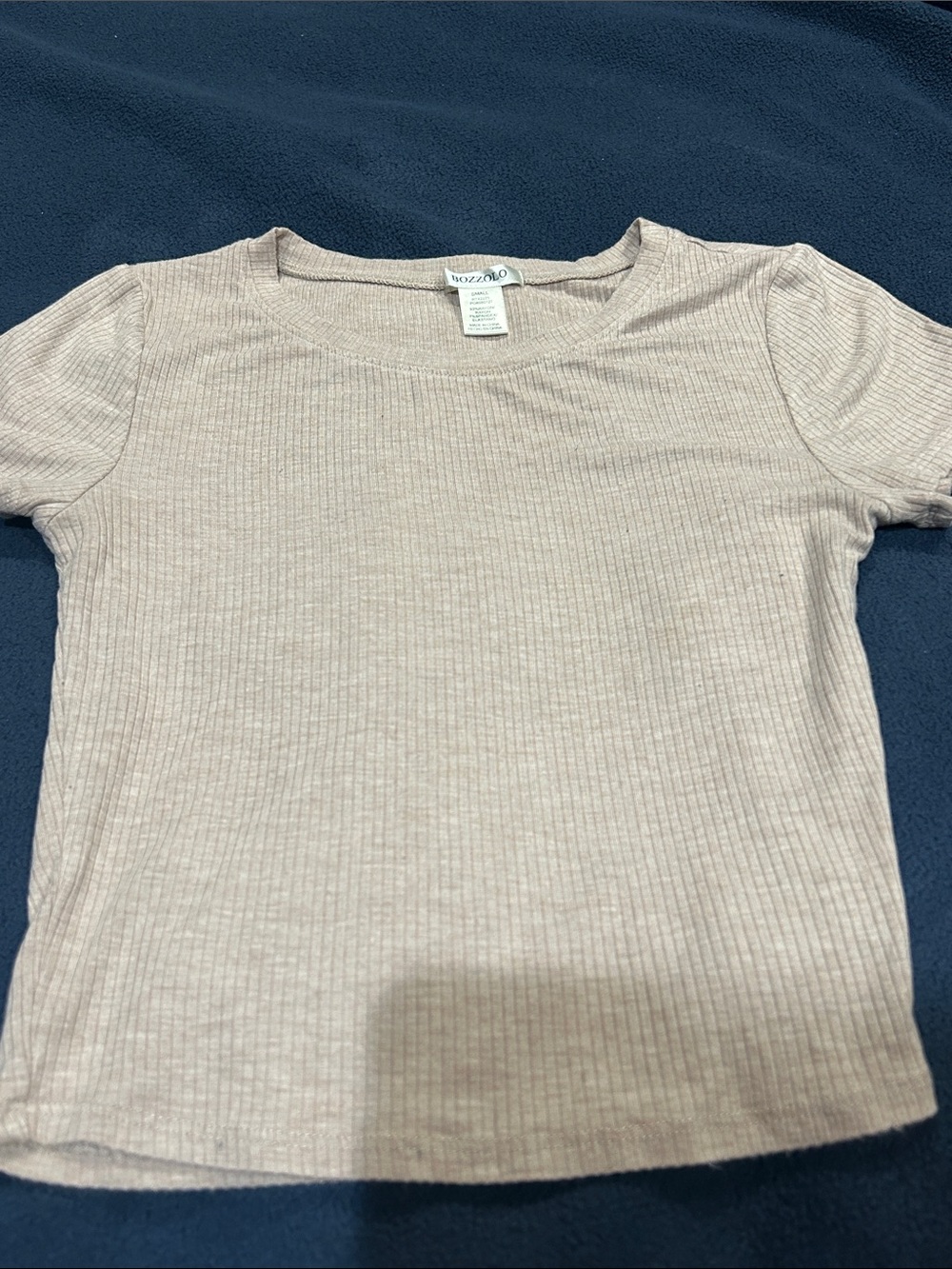 Bozzolo Ribbed Short Sleeve Tee in Light Taupe